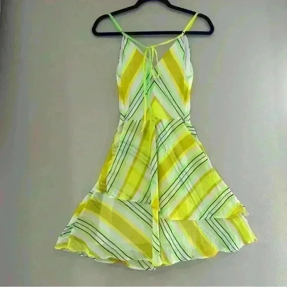 Christopher John Rogers Target Womens‎ Size 0 Yellow Striped Flowy Bright Dress